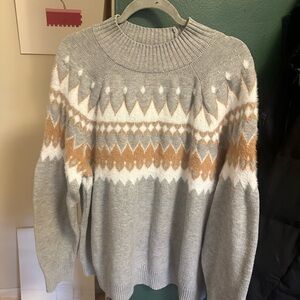 Lane Bryant Gray and Tan Cowl Neck Sweater